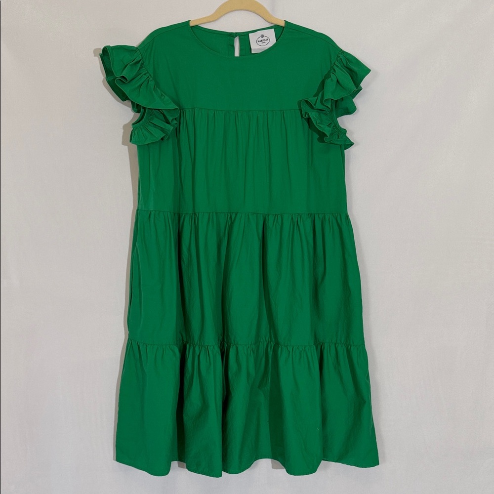 Marielle Almelo Dress Caro Green Tiered 100% Cotton One Size Fits All NWOT